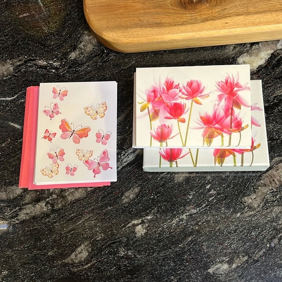 Other - Notecard Bundle Floral Flowers Butterflies Pink and White for any Occasion